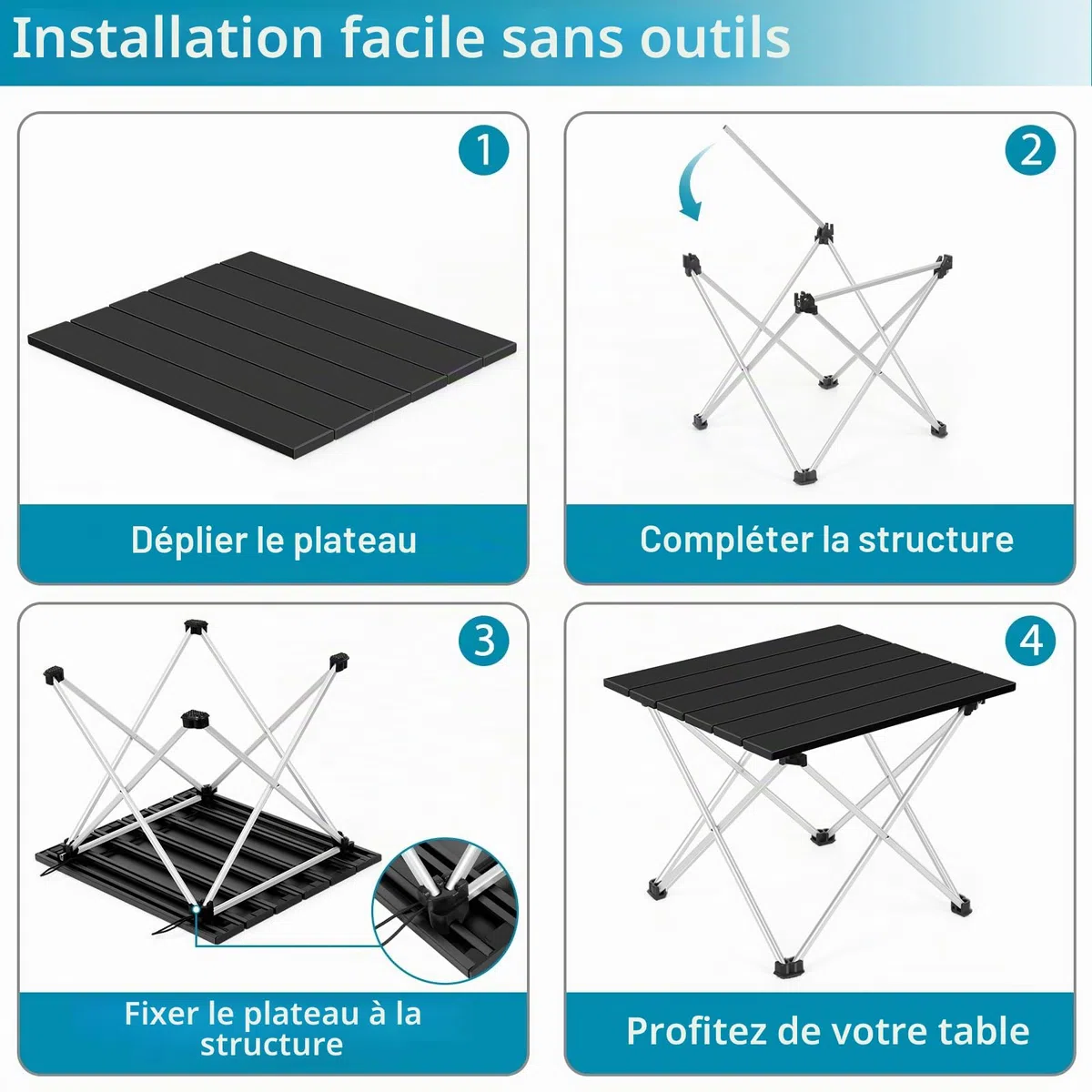 LIANTRAL Table de Camping Portable, Table Pliante d'extérieur légère, Petite Table de Pique-Nique compacte en Aluminium avec Sac de Transport pour Camping, Pique-Nique, Barbecue, randonnée, pêche