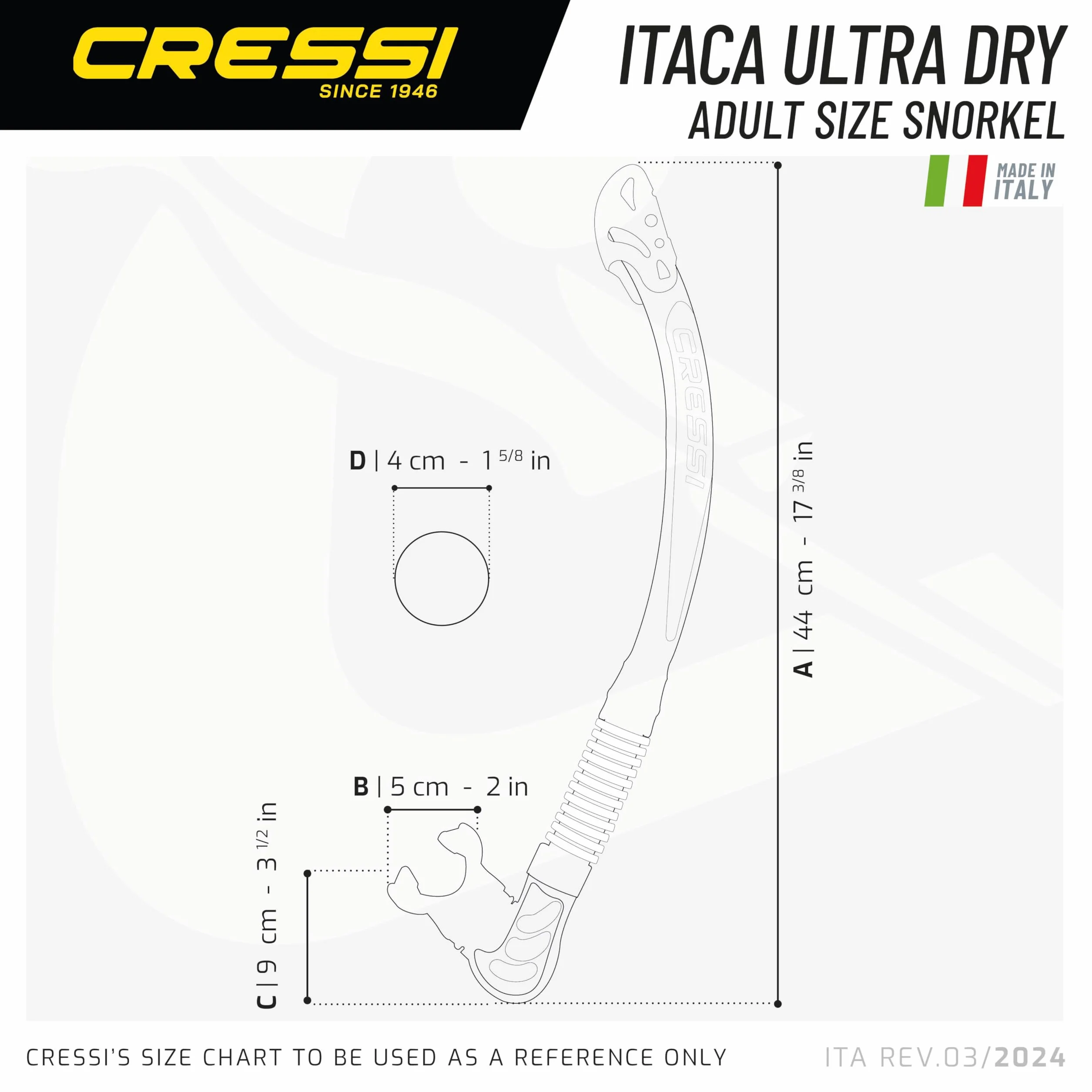 Cressi Alpha Ultra Dry Snorkel Clear/Black/White - Tuba Dry pour Plongée, Apnée et Snorkeling, Transparent/Noir/Blanc, Taille Unique, Adultes Unisex