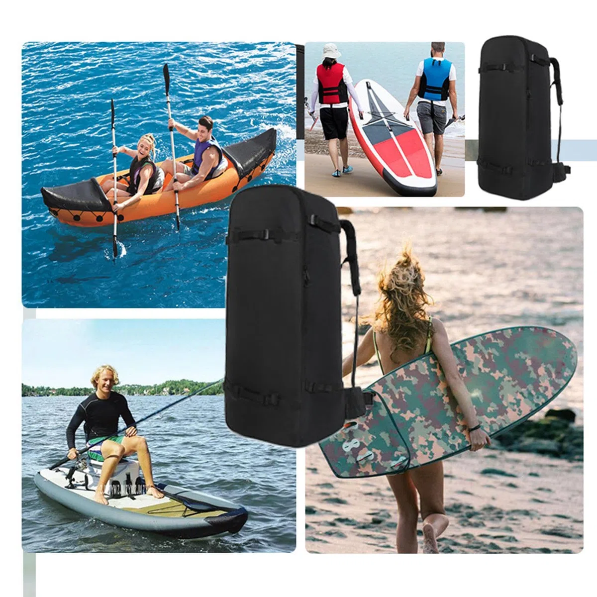 Générique Sac pour Planche À Paddle, Sac Kayak Gonflable Réglable, Transporteur Léger Imperméable Capacité De Rangement pour La Pêche en Eau La Plage Le Camping La Randonnée Et La Natation