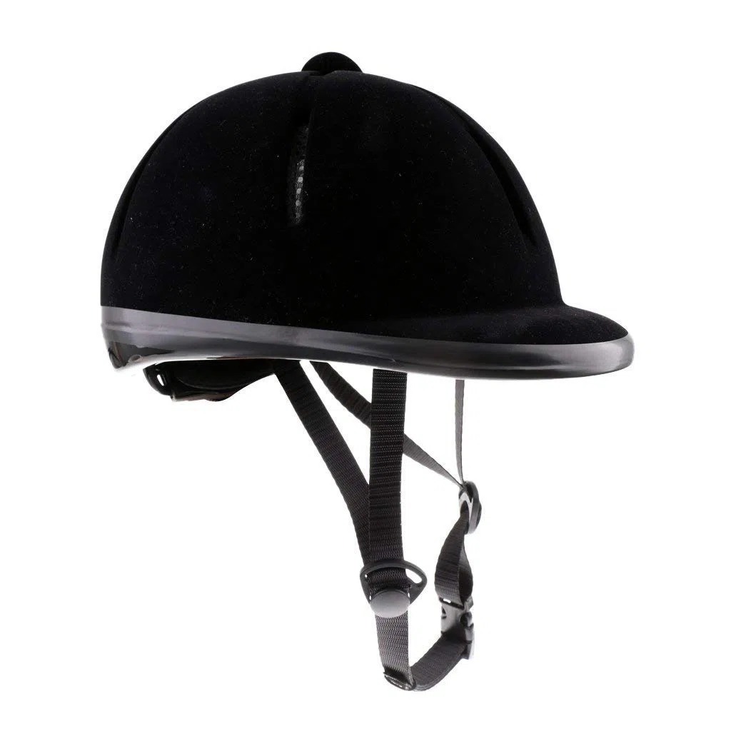 Enfants Casque d'équitation réglable en Velours Equestrian Riders Casque Noir