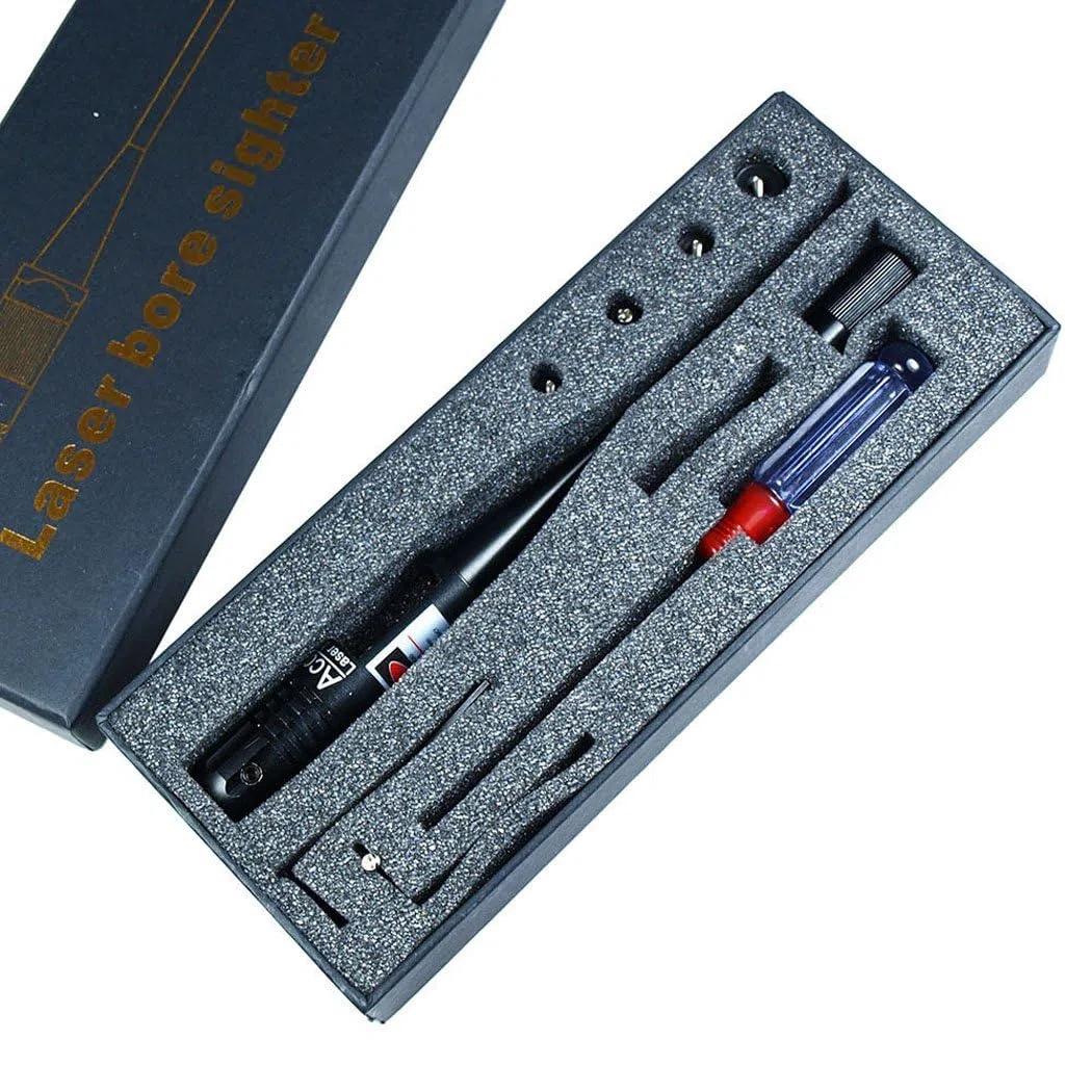 IRON JIA'S Rouge Laser Pointeur Laser Airsoft Kit de Visée à alésage Pistolet a Plomb Fusil Airsoft Collimateur De Reglage pour 0.22-0.50 Caliber Rifles Pistolet (sans Batterie)