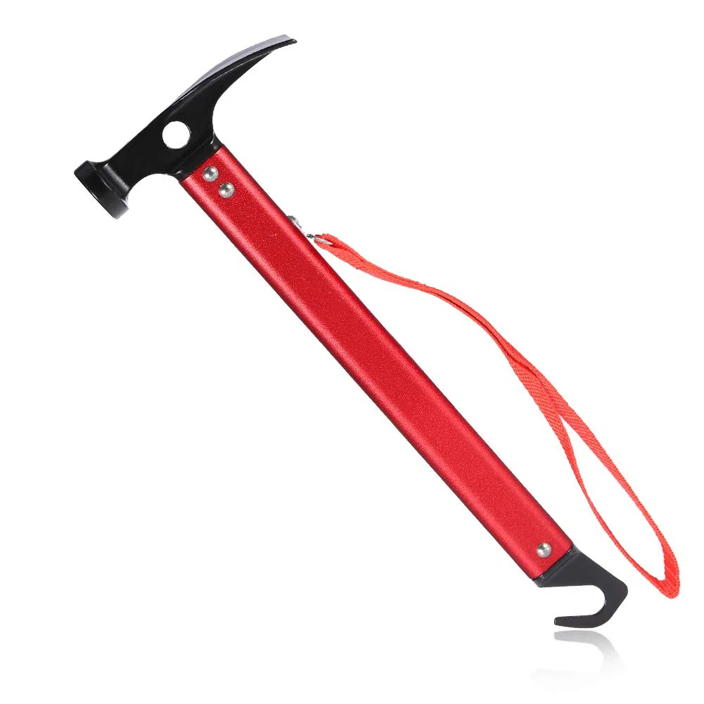 Camping Marteau, Marteau de Tente Marteau Maillet pour Piquets de Tente Peg Hammer Portable pour Camping, Bivouac Sports de Plein Air(Rouge)