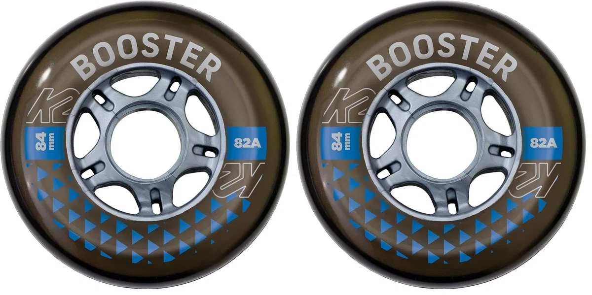 K2 Skates Adultes Universel Patins en Ligne Booster 84MM 82A 4-Wheel Pack — Black — 84mm 82A — 30F3008
