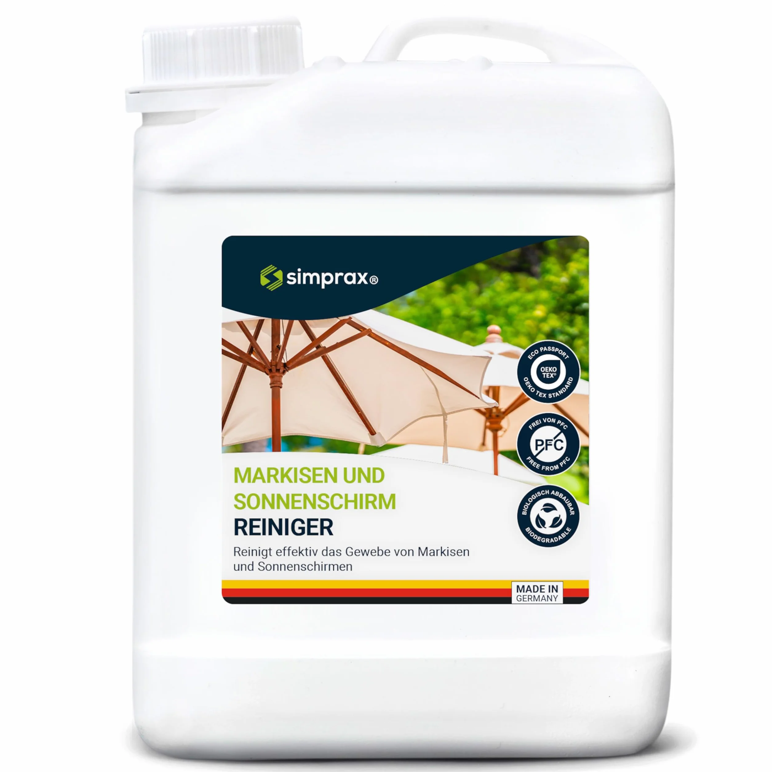 Nettoyant Auvents, Stores & Parasol - sans PFC, Fientes d’Oiseaux & Traces Vertes - Nettoyage Efficace pour Tissus Extérieurs, 2,5 L