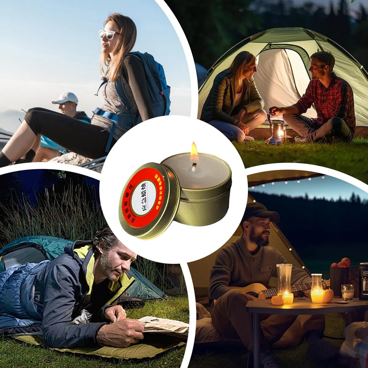 Bougies Survie Urgence - Longue Durée 30h Lot 10 | Bougie Sans Fumée Inodore Coupe-vent pour Pannes Courant Camping Randonnée | Outil Éclairage Étanché Boîte Métal 3 Mèches Portable Kit Préparation Ca
