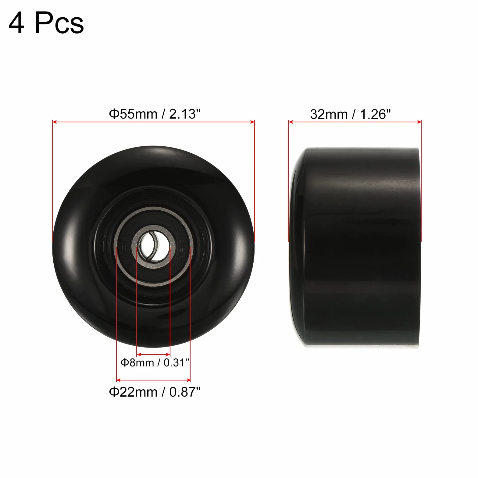 PATIKIL Skateboard Roue avec Roulement Paquet Rue Roues pour Skateboards Croisière Roue Remplace
