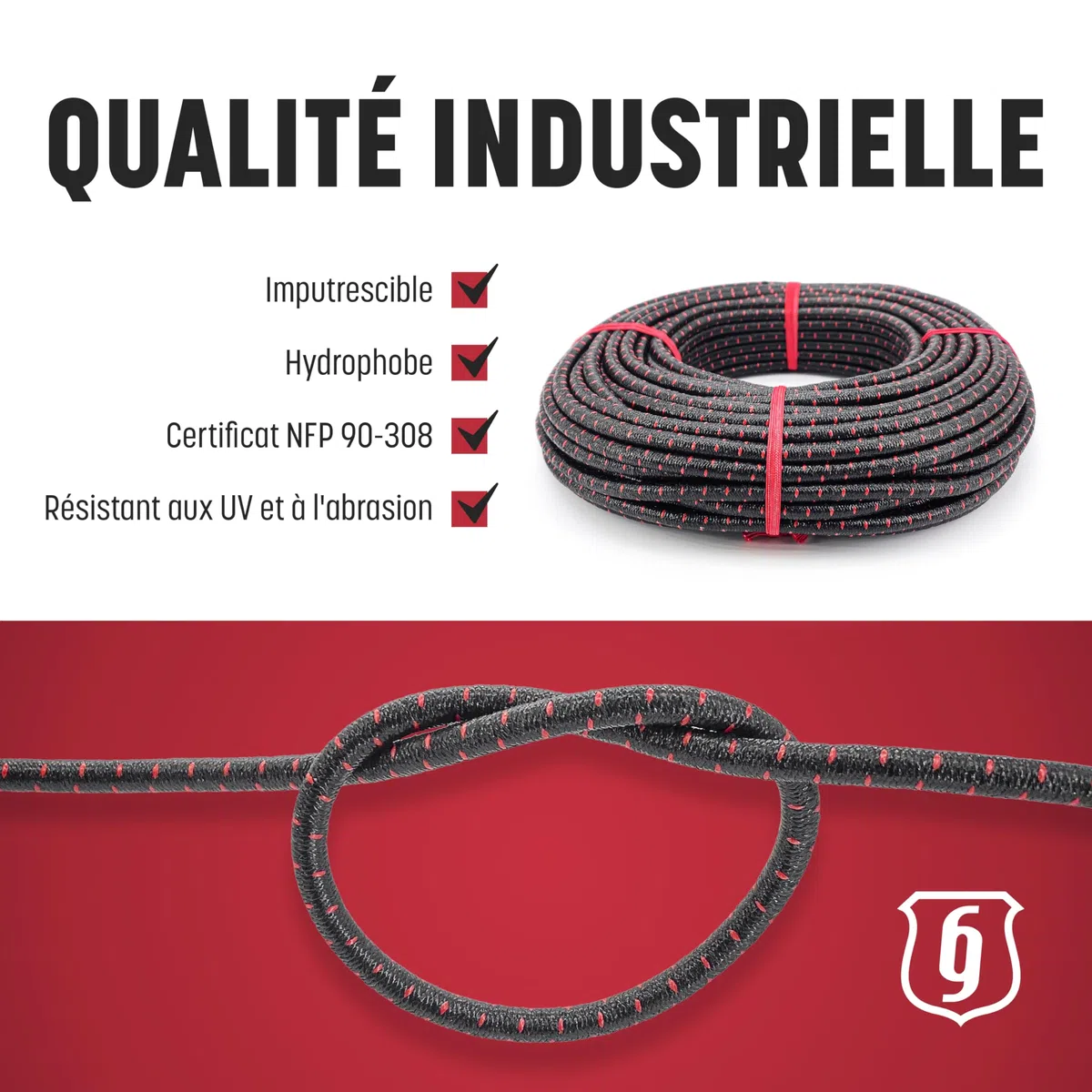MAGMA Rouleau de Corde Elastique | Diamètre 6 mm - Sport Nautique, Survie, Voile, Bateau, Camping, Bâche | pour Intérieur et Extérieur: Randonnée, Bivouac, Jardin (25, Noir)