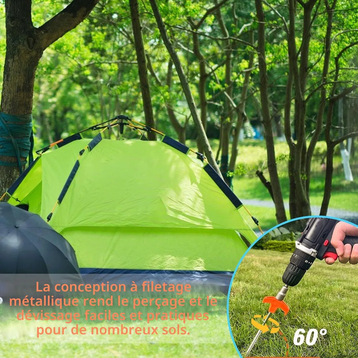 10 Pièces Piquets de Tente à Visser, Sardine Camping, Sardines de Fixation 20 cm, pour Camping Extérieur Pique-Nique Randonnée Pêche