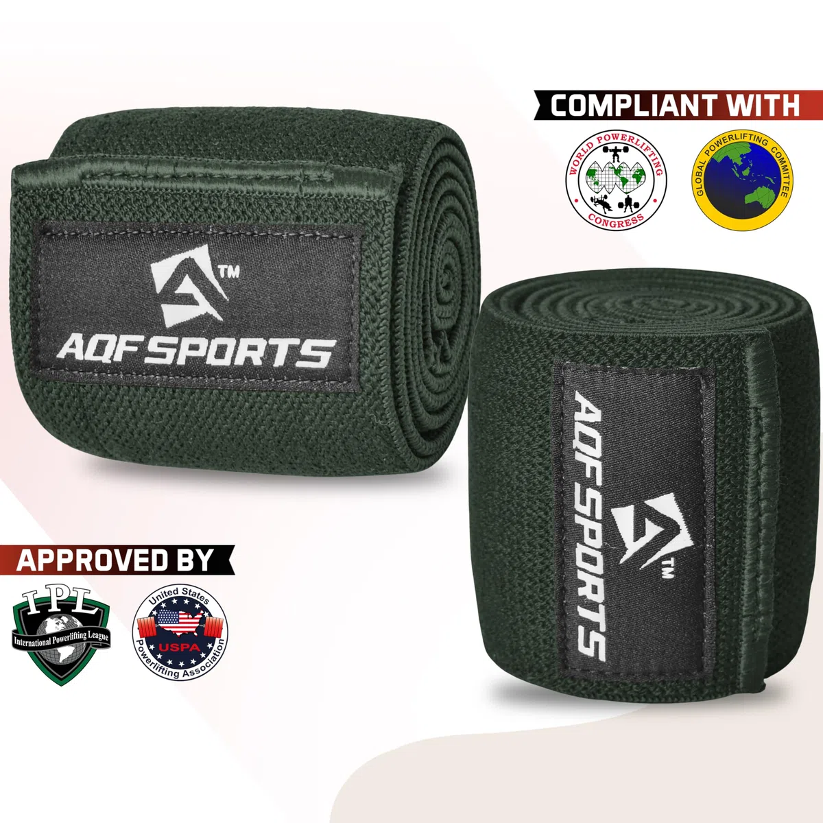 AQF Bandages de Coude pour Musculation (Paire) – Coudières Élastiques 101,6 cm, Support et pour Haltérophilie, Powerlifting, Fitness, Entraînement, Développé Couché (Vert Militaire)