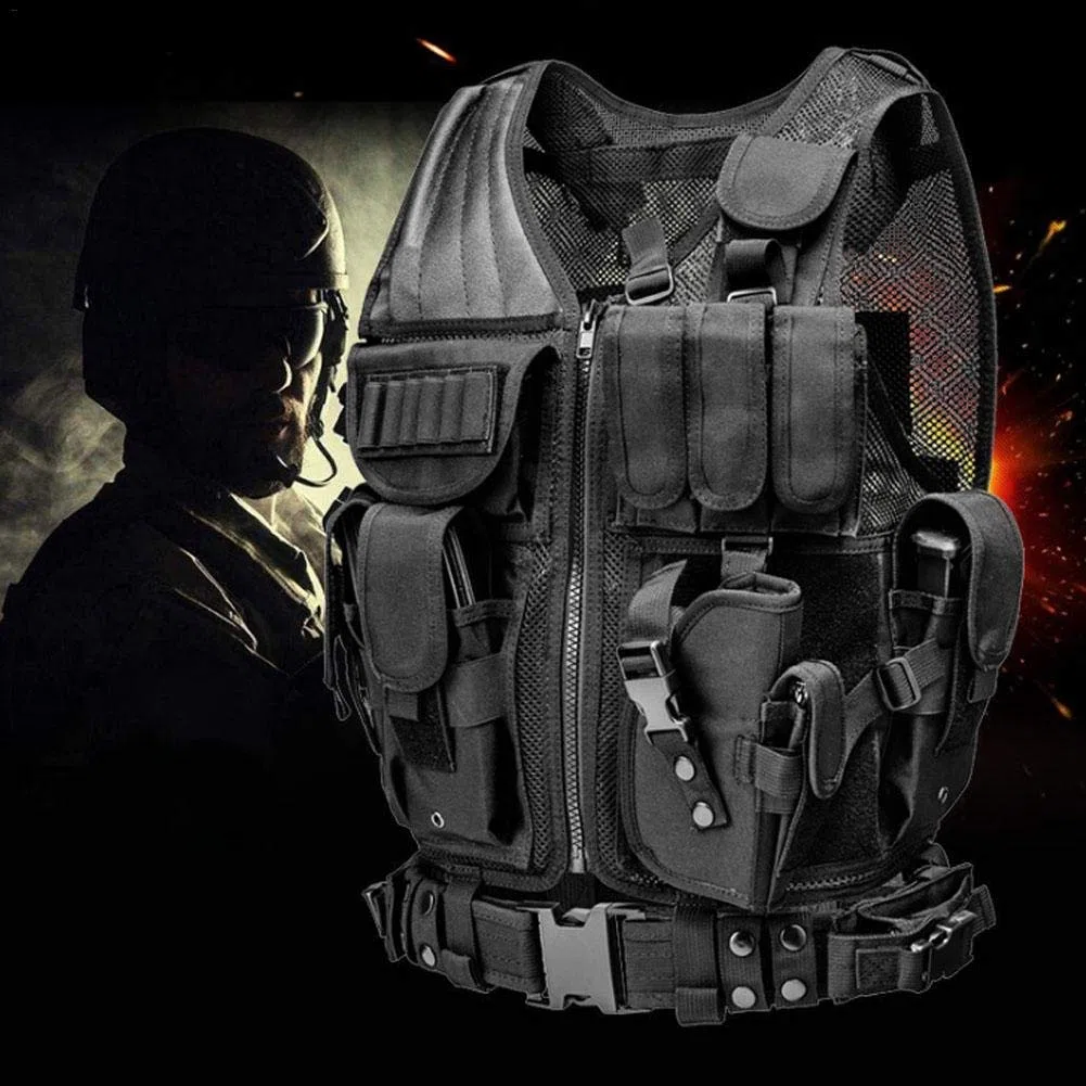 N / C Gilet Tactique Paintball Airsoft - SWAT Modulaire Réglable Veste Pour Chasse À L'extérieur Randonnée